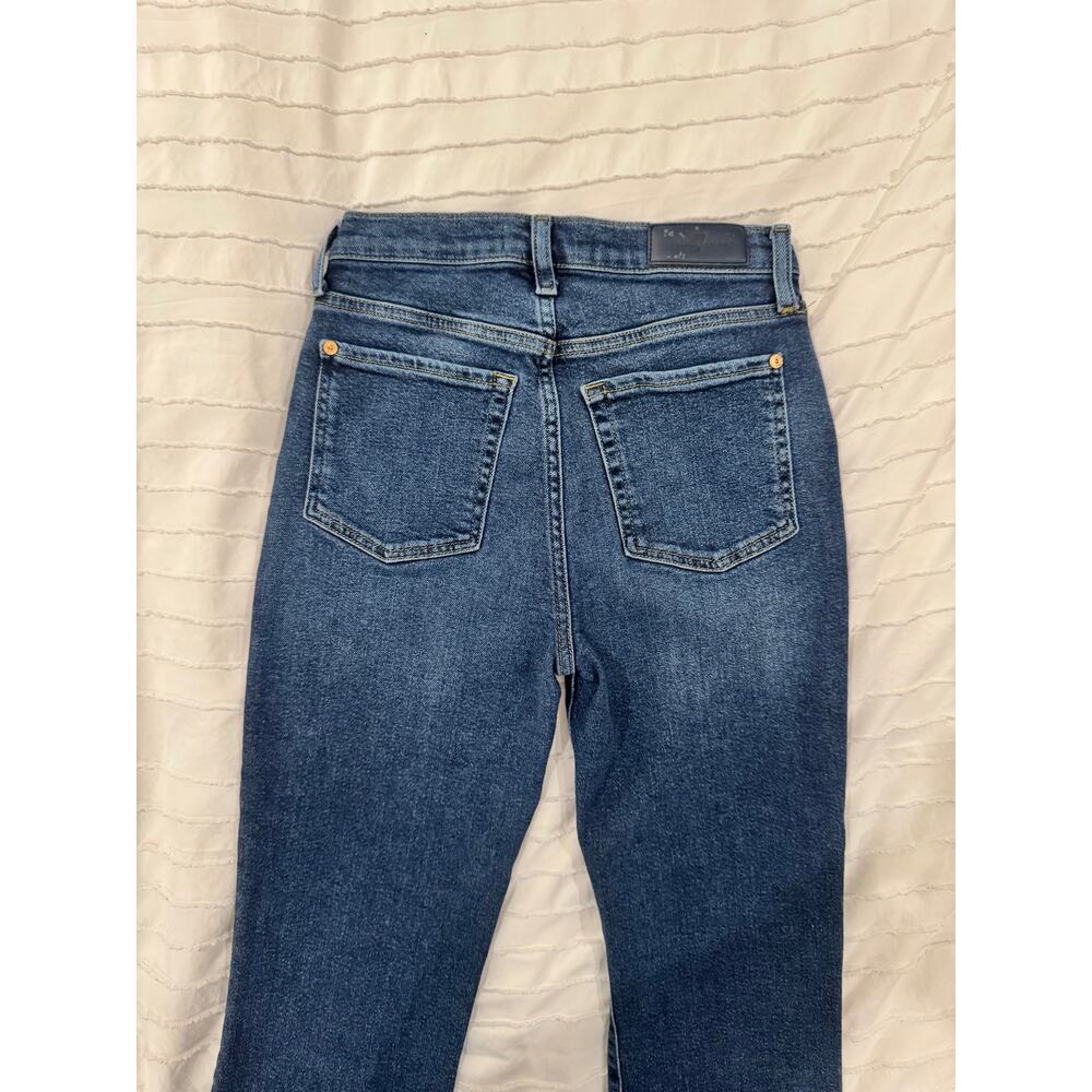 7 For All Mankind Luxe Vintage Slim Kick Jeans Deep Soul Raw Hem Women's 27 - Picture 14 of 16